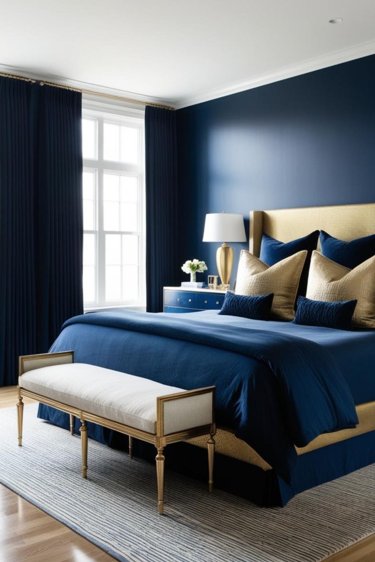 chambre parentale bleue nuit et or