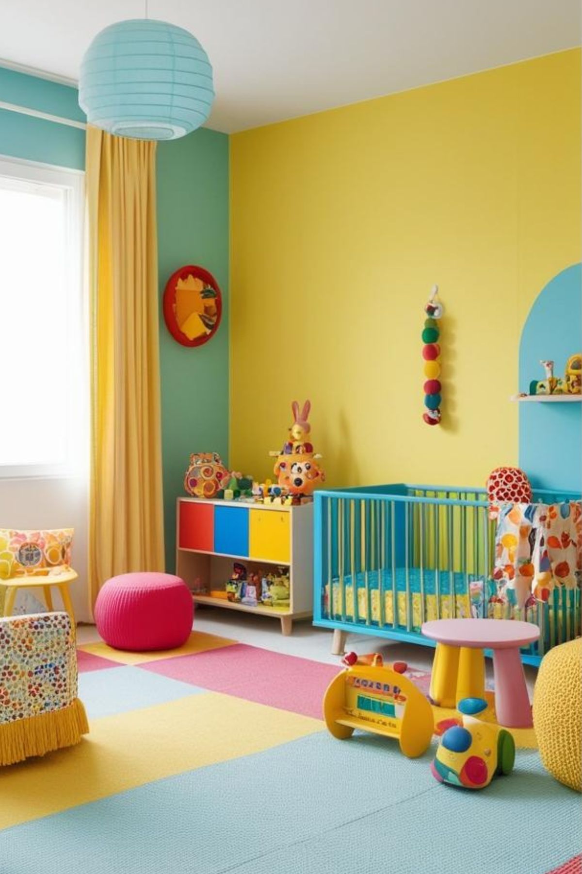 chambre bébé mixte colorée