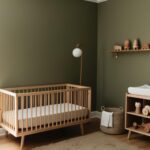 Chambre bébé naturelle garçon vert et bois: Une ambiance nature et apaisante. On privilégie les teintes de vert olive, kaki ou sapin.